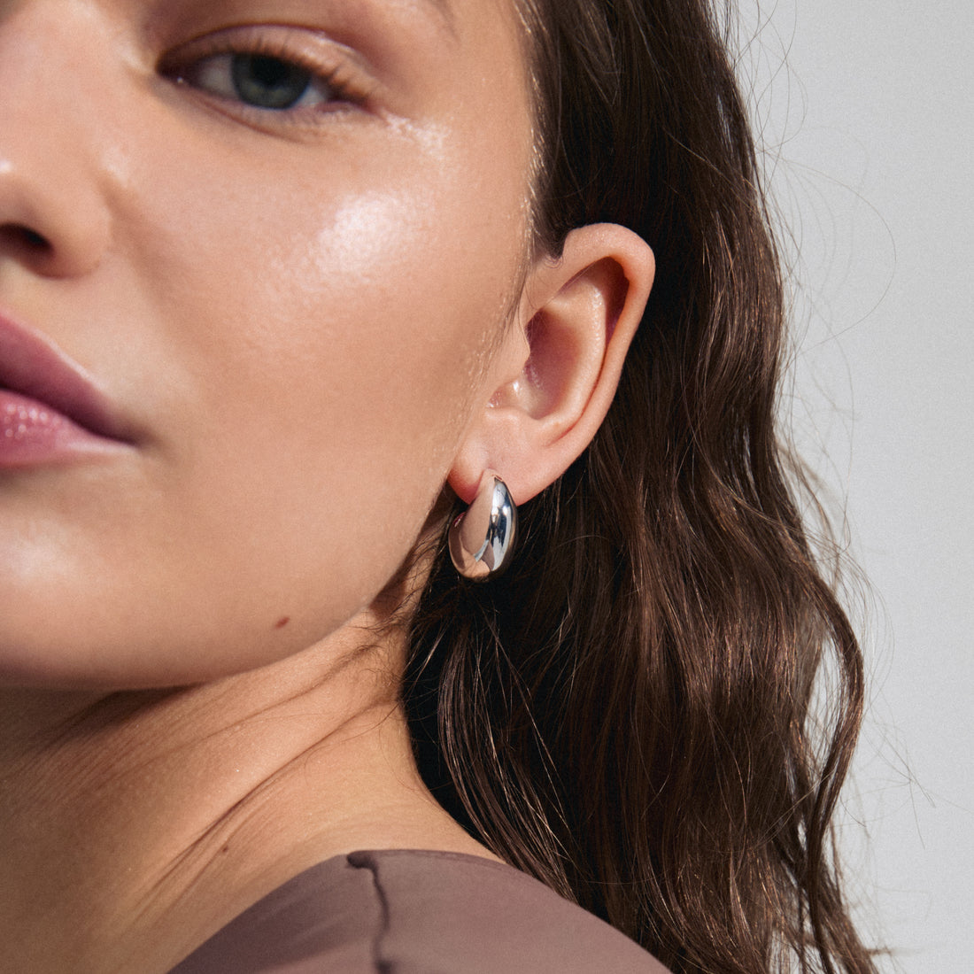 INTENT Minimal Silver Plated Chunky Hoop Earrings