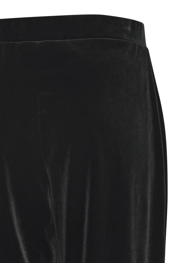 PERLINA Velvet Straight Leg Velvet Trousers in Black