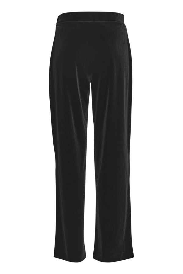 PERLINA Velvet Straight Leg Velvet Trousers in Black