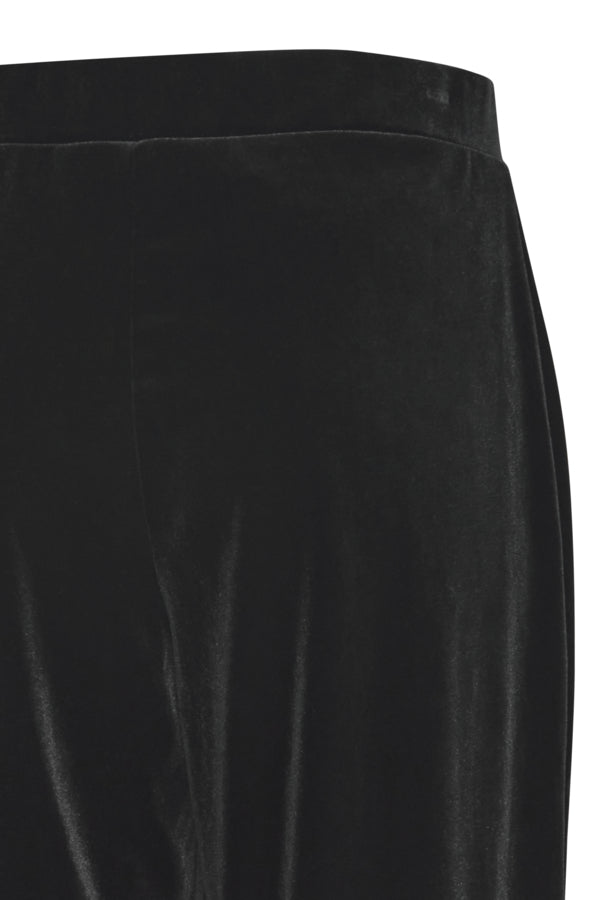 PERLINA Velvet Straight Leg Velvet Trousers in Black