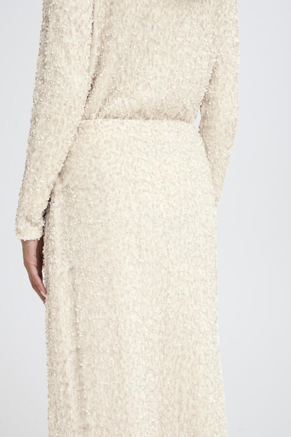 PARY Cream Sequin Midi Skirt