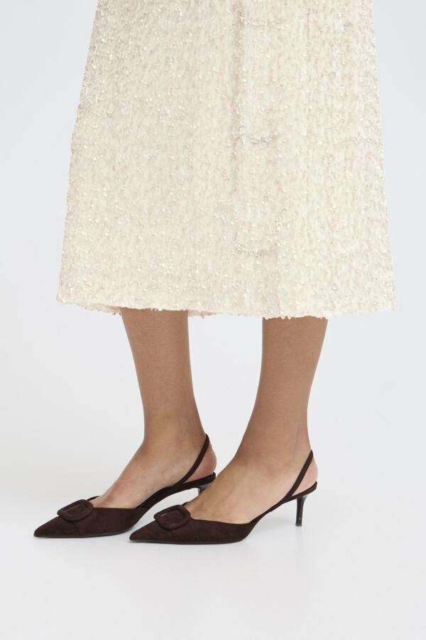 PARY Cream Sequin Midi Skirt