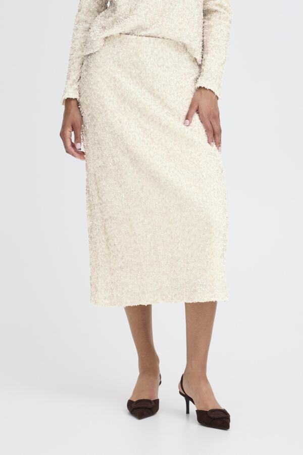 PARY Cream Sequin Midi Skirt