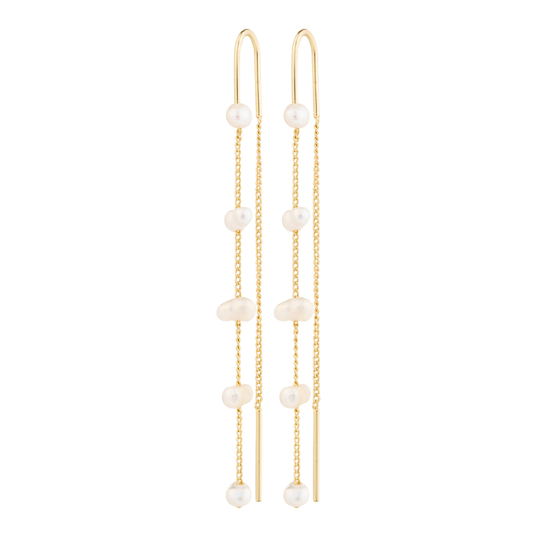 ZENAIA pearl chain earrings gold-plated - A16