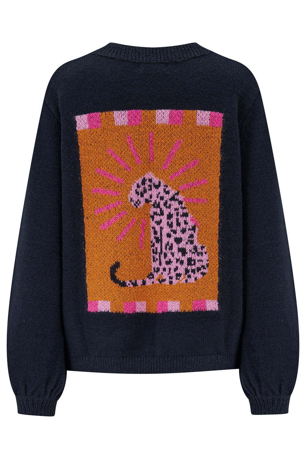 ESSIE Navy Jumper with Pink Leopard Rays