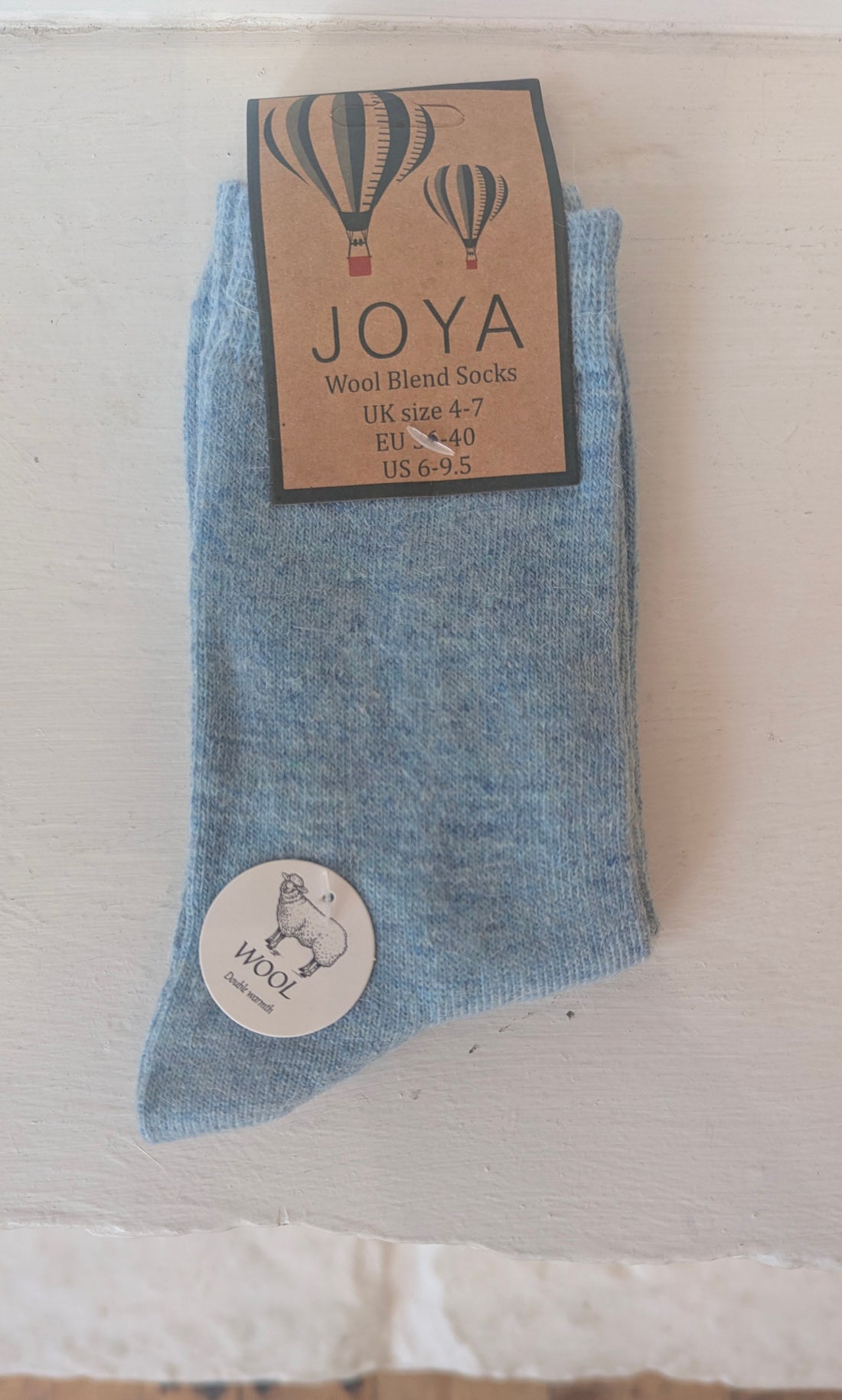 Wool Blend Socks Plain Blue- WS151