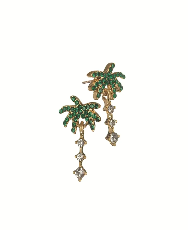 Crystal Palm Tree Stud Earrings - LF873