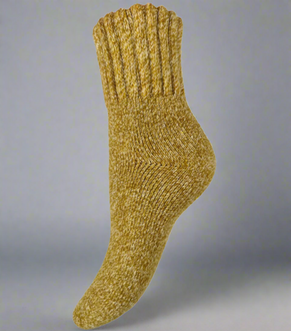 Thick Wool Blend Socks in Plain Mustard Yellow - WS349