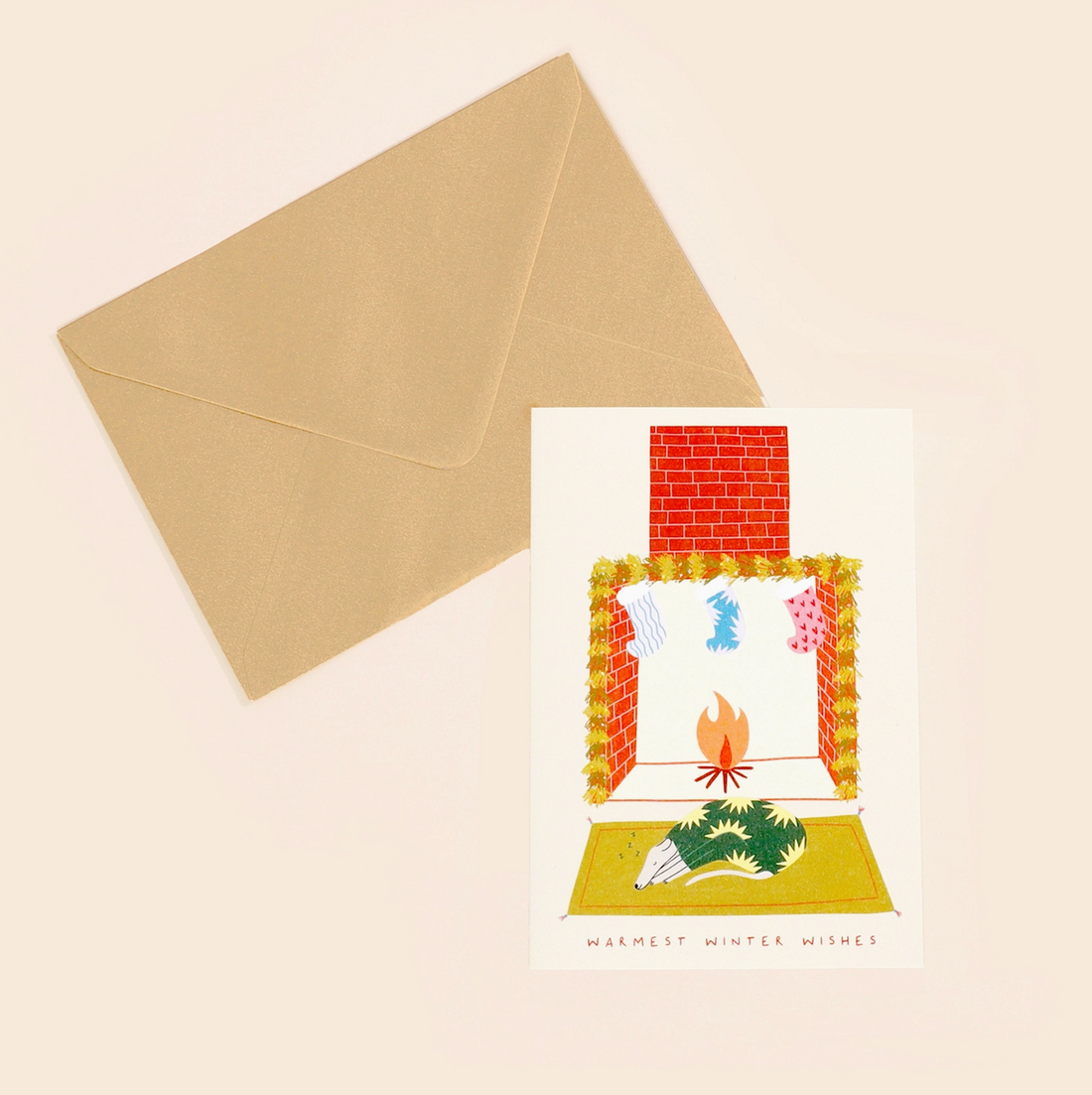 Warmest Winter Wishes Greyhound Dog Festive Card by Little Black Cat