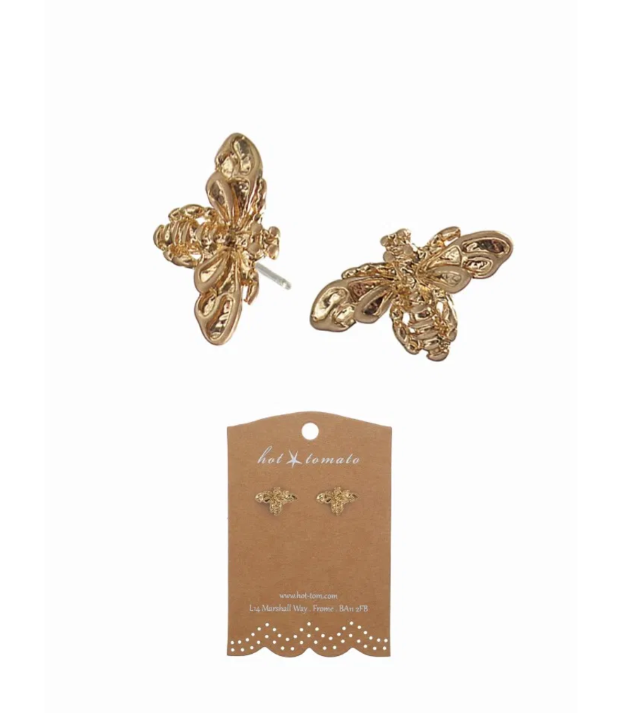 Buzzing Bee Stud Earrings in Gold - LF788