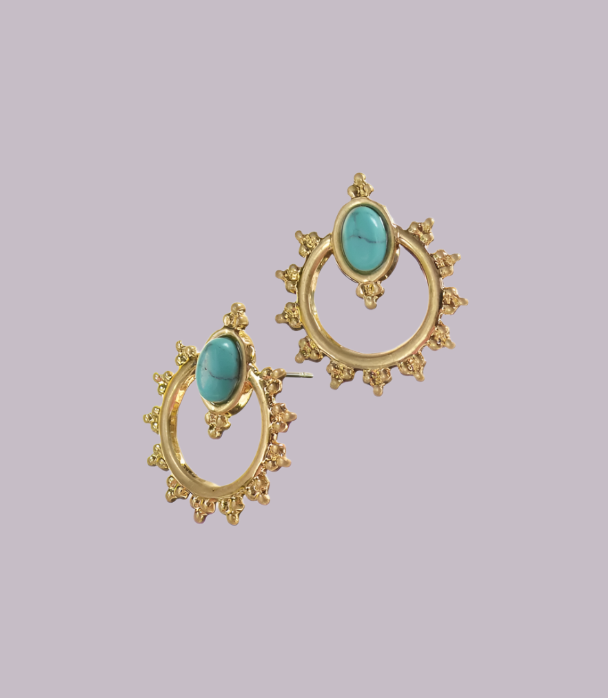 Eastern Antiquity Turquoise Earrings in Gold - LG115