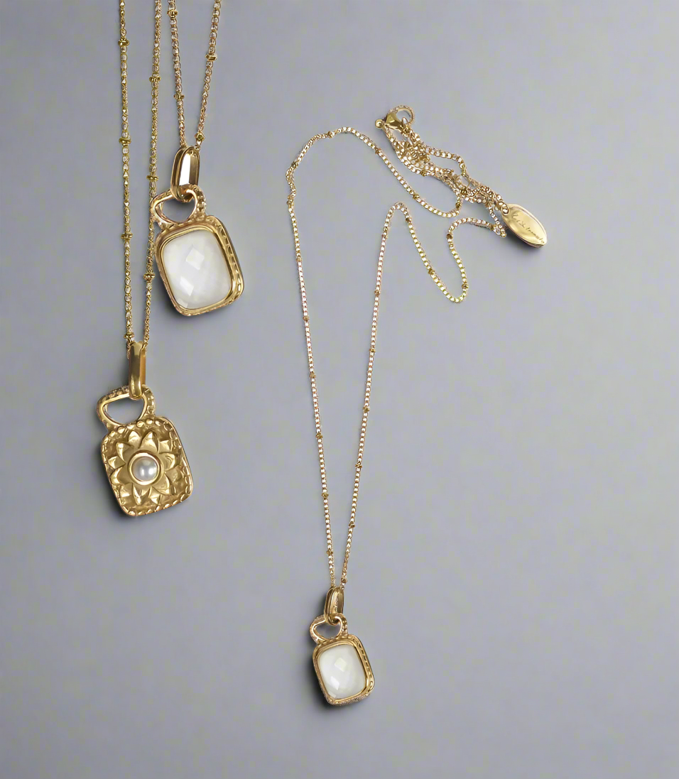 Dollie Drop Double Sided Gold Chian Necklace - LG131