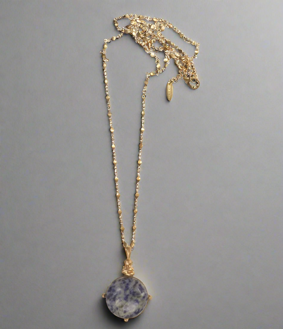 Out Of This World Peruvian Sodalite Charm Long Necklace - SC304