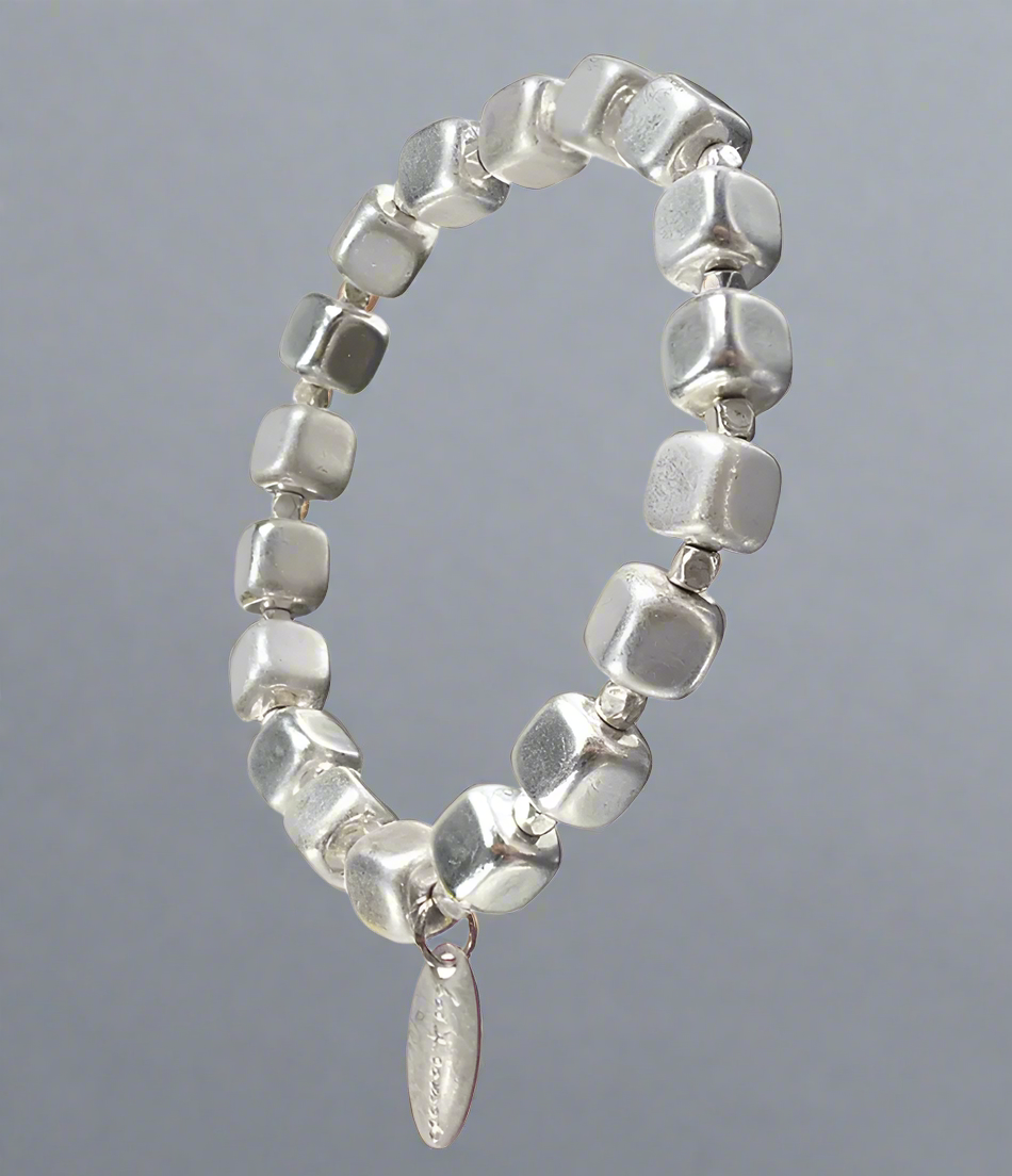 Box Clever Cube Bead Bracelet in Silver - SC347