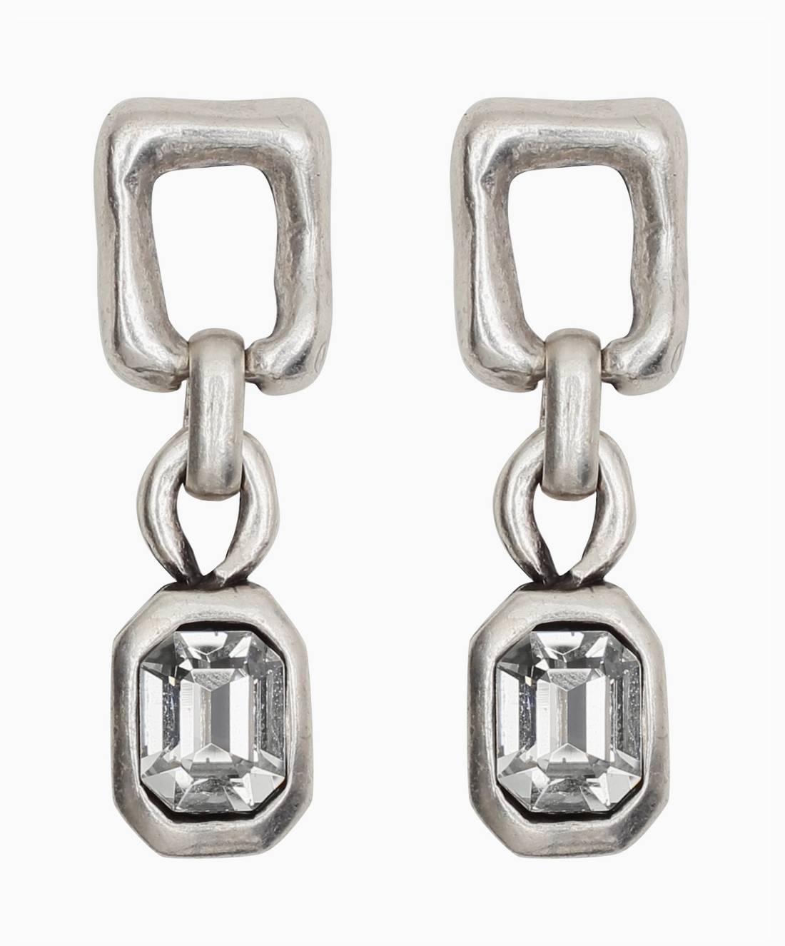LINX Organic Shape Square Chunky Chain Crystal Drop Earrings