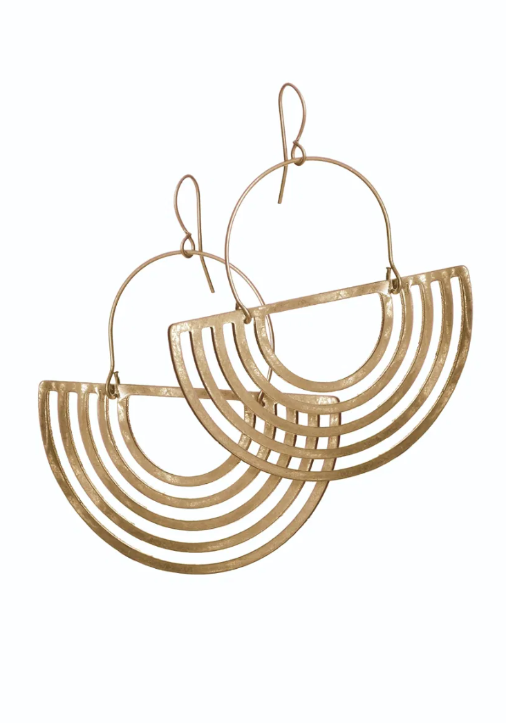 Nefertiti Demi Ring Earrings in Worn Gold - LG111