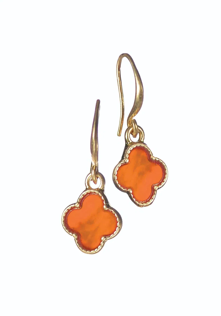 Byzantine Cross Earrings in Mango Orange - SC359