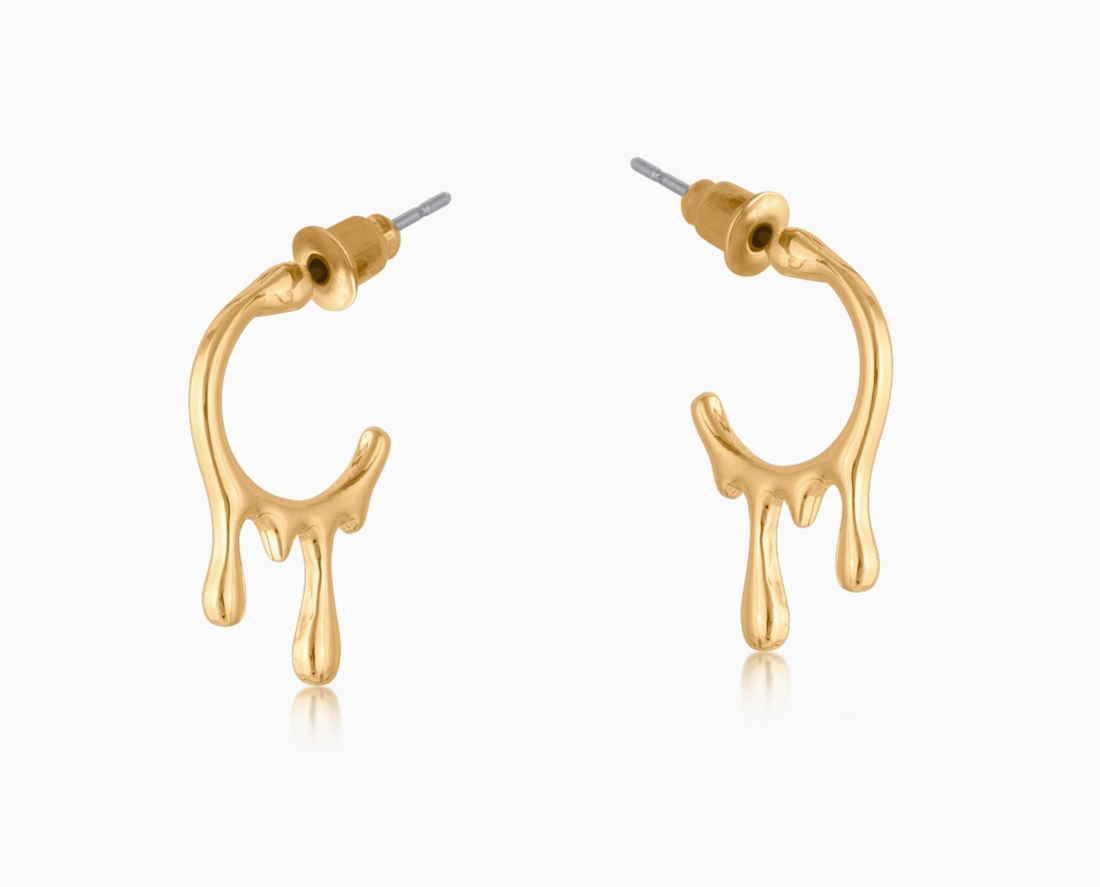 VIENNA Melting Drip Small Hoop Earrings in Gold