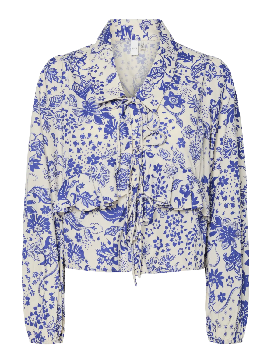 PLAYA Blue and White Frill Blouse