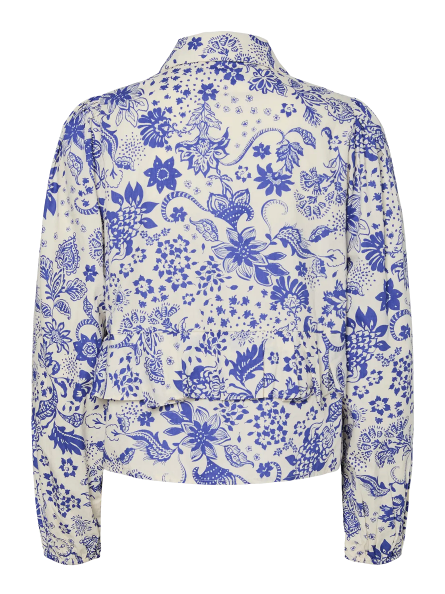 PLAYA Blue and White Frill Blouse