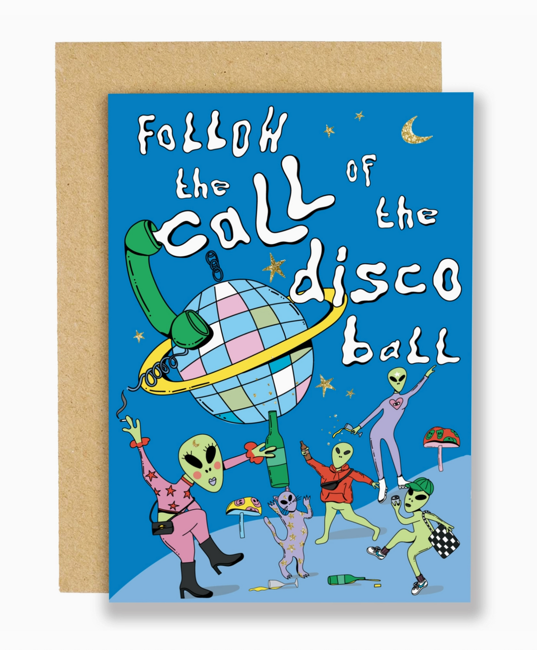 Eat the Moon Alien Disco Ball Card