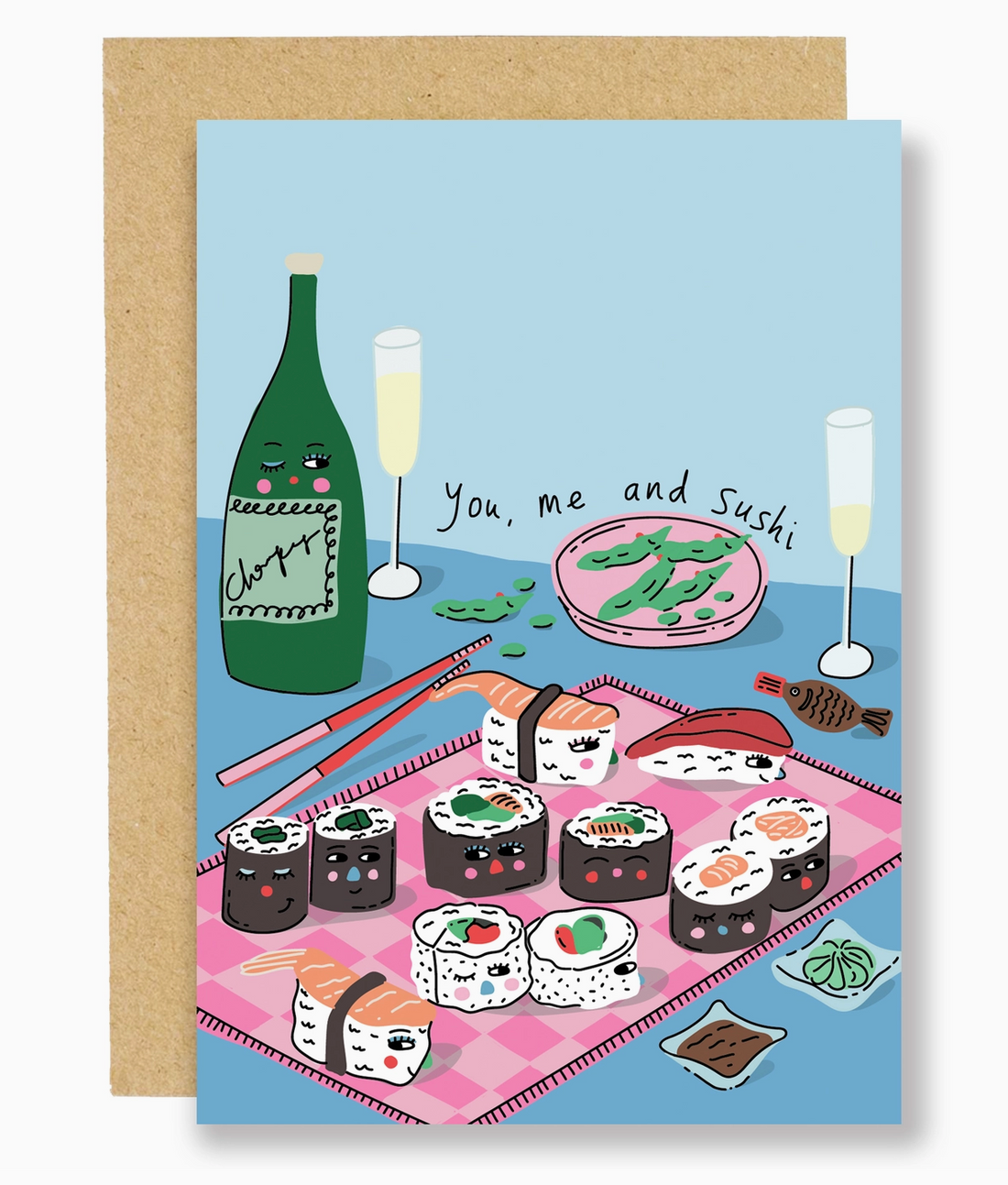 Eat the Moon You Me and Sushi Birthday Card