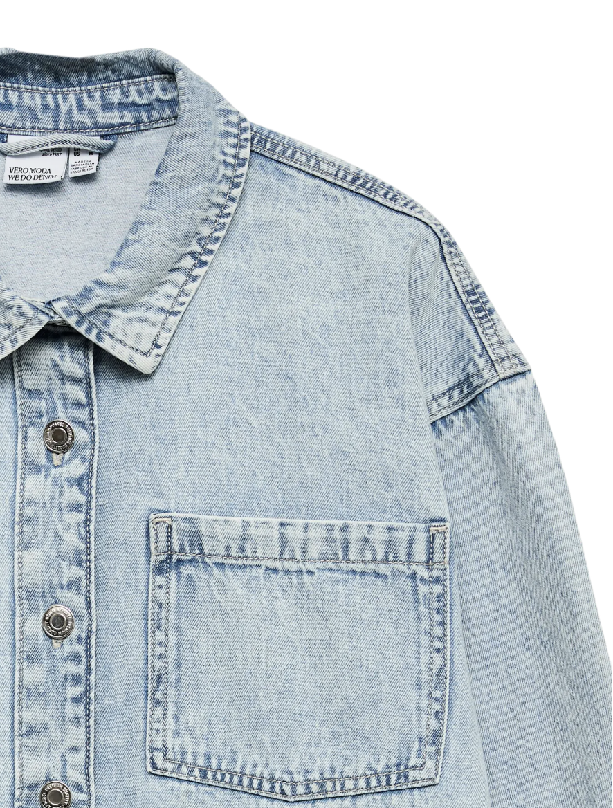 JENNIE Oversized Denim Shirt Jacket in Light Wash