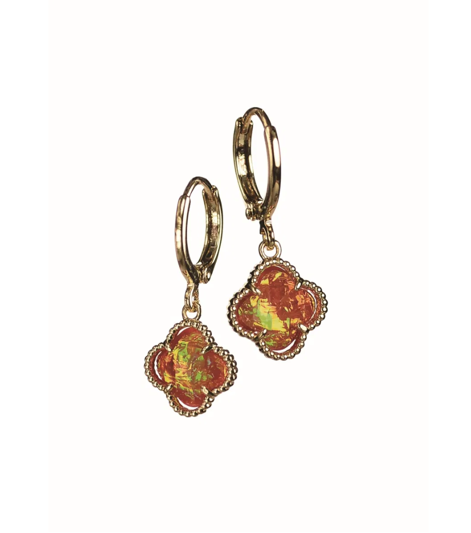 Byzantine Style Mini Cross Hoop Earrings in Toffee -LG151