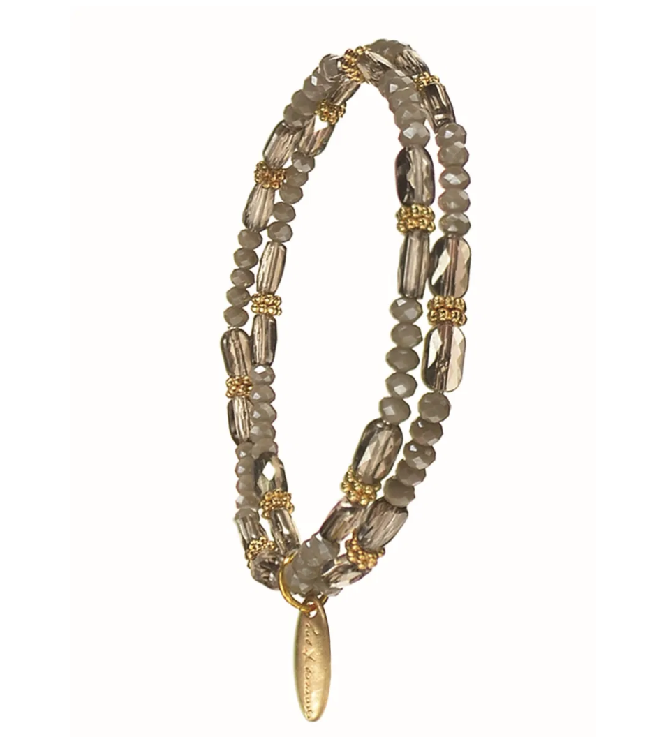 Duet Shimmer Beaded Bracelet in Neutral - PA565