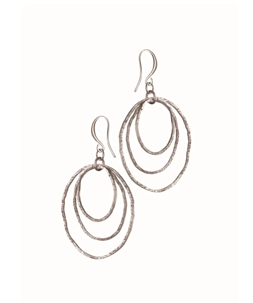 Triple Ripple Drop Earrings in Silver - YX224
