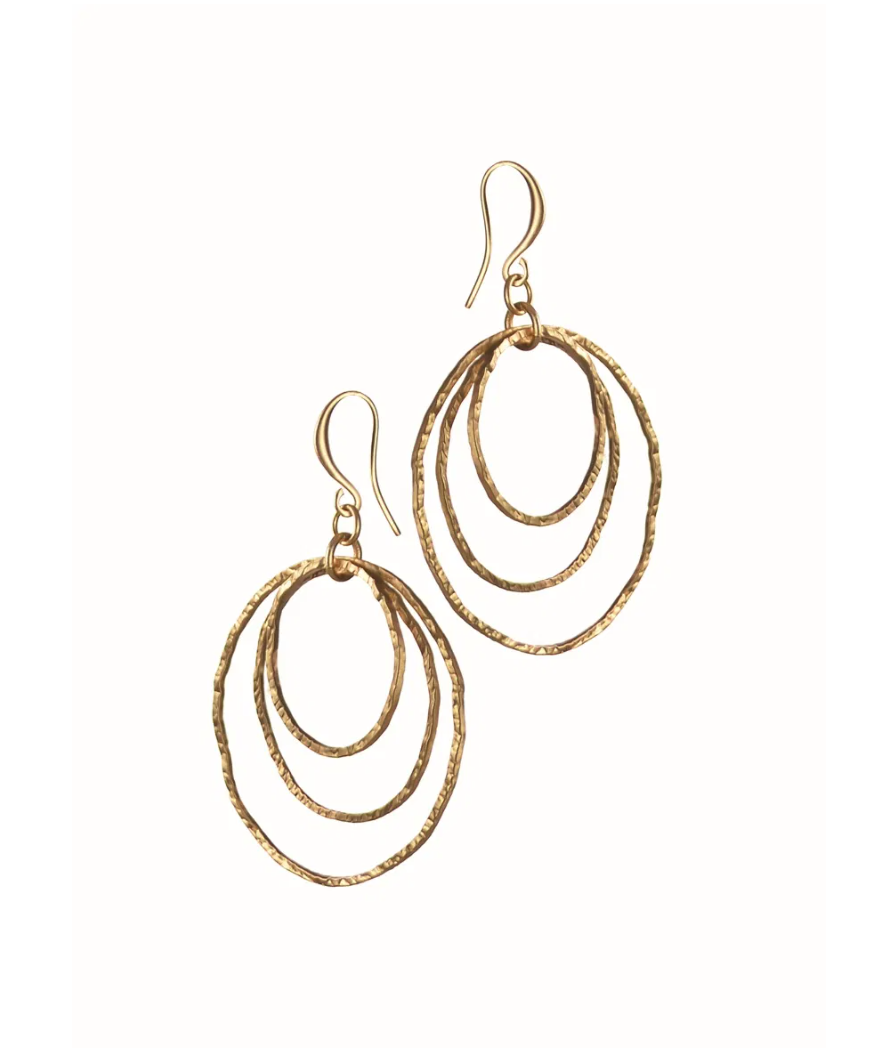 Triple Ripple Drop Earrings in Gold - YX225
