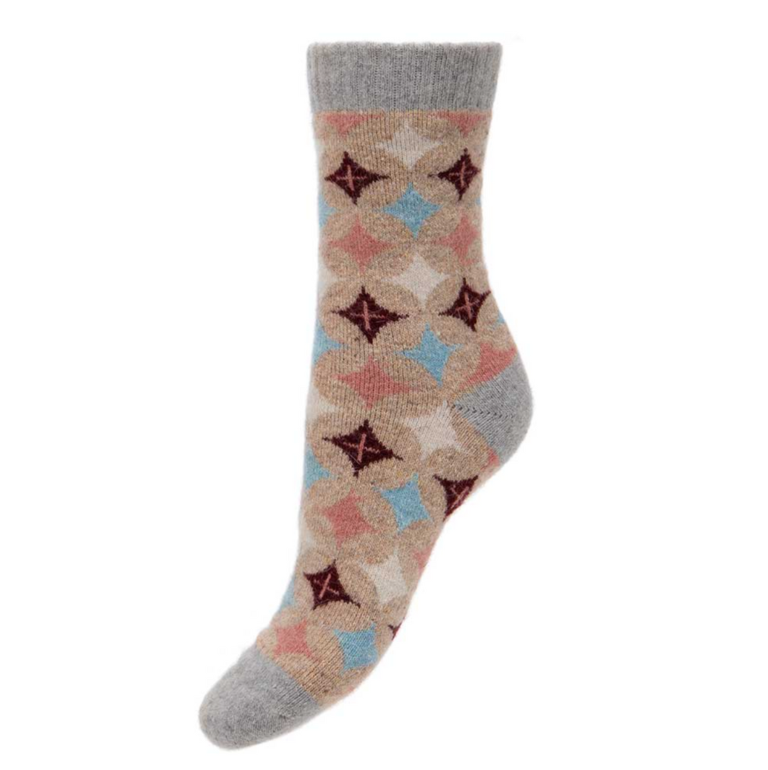 Wool Blend Socks in Retro Geometric Print - WS471