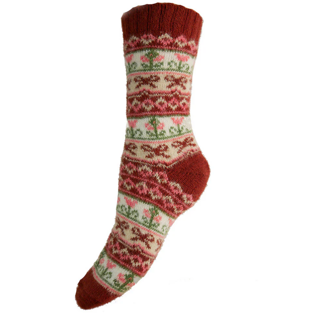 Wool Blend Socks in Red and white Bow Print - WS584