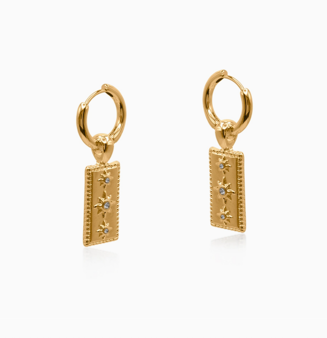 SOLIS Card Sun Charm Hoop Earrings