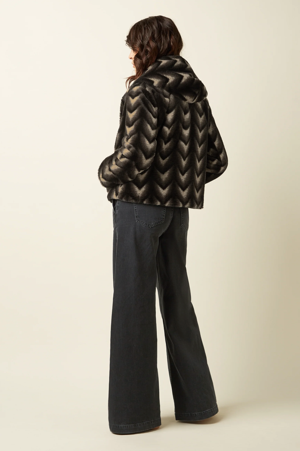 JUDY Deco Faux Fur Hooded Coat