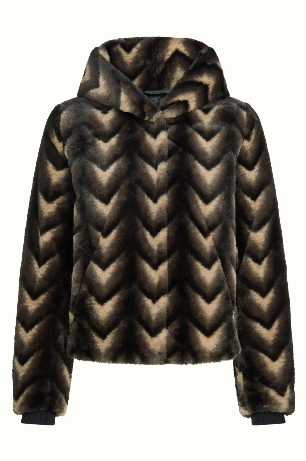 JUDY Deco Faux Fur Hooded Coat