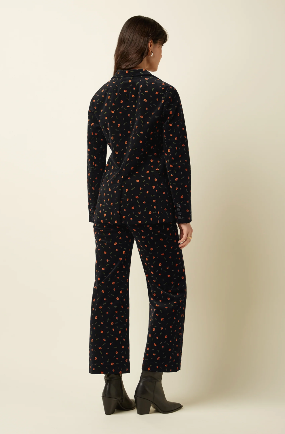 BIBI Velvet Corduroy Rose Nival Print Blazer