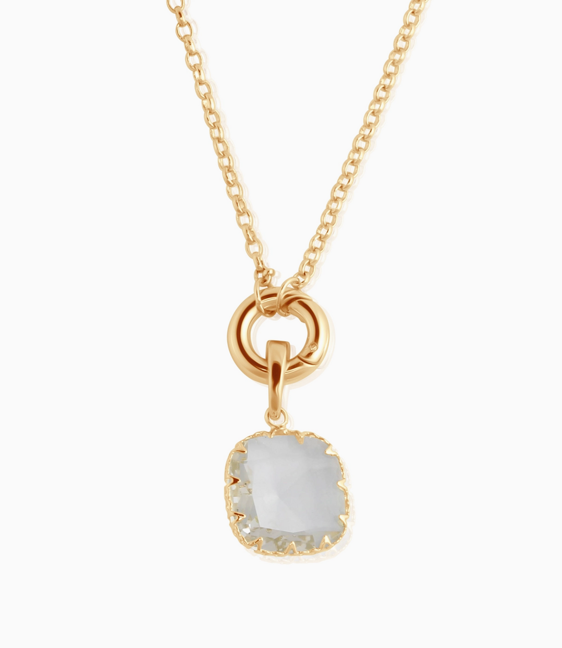 AURA Mini Allure Stone Necklace in Gold with White Crystal