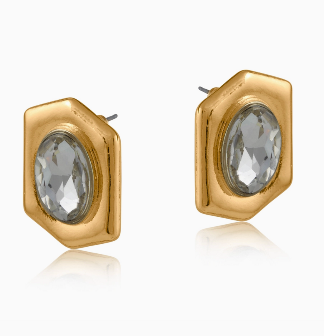 EVA Statement XL Gold Crystal Stud Earrings