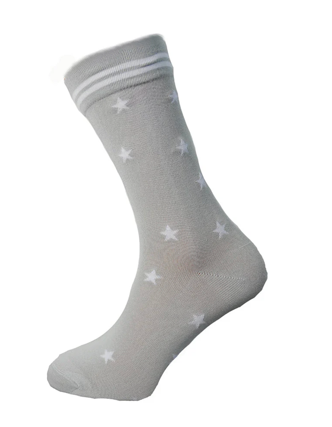 Unisex Bamboo Vegan Friendly Socks in Grey Star Print - BL589