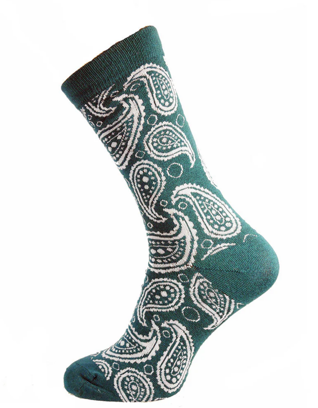 Unisex Bamboo Vegan Friendly Socks in Green Paisley Print - BL591