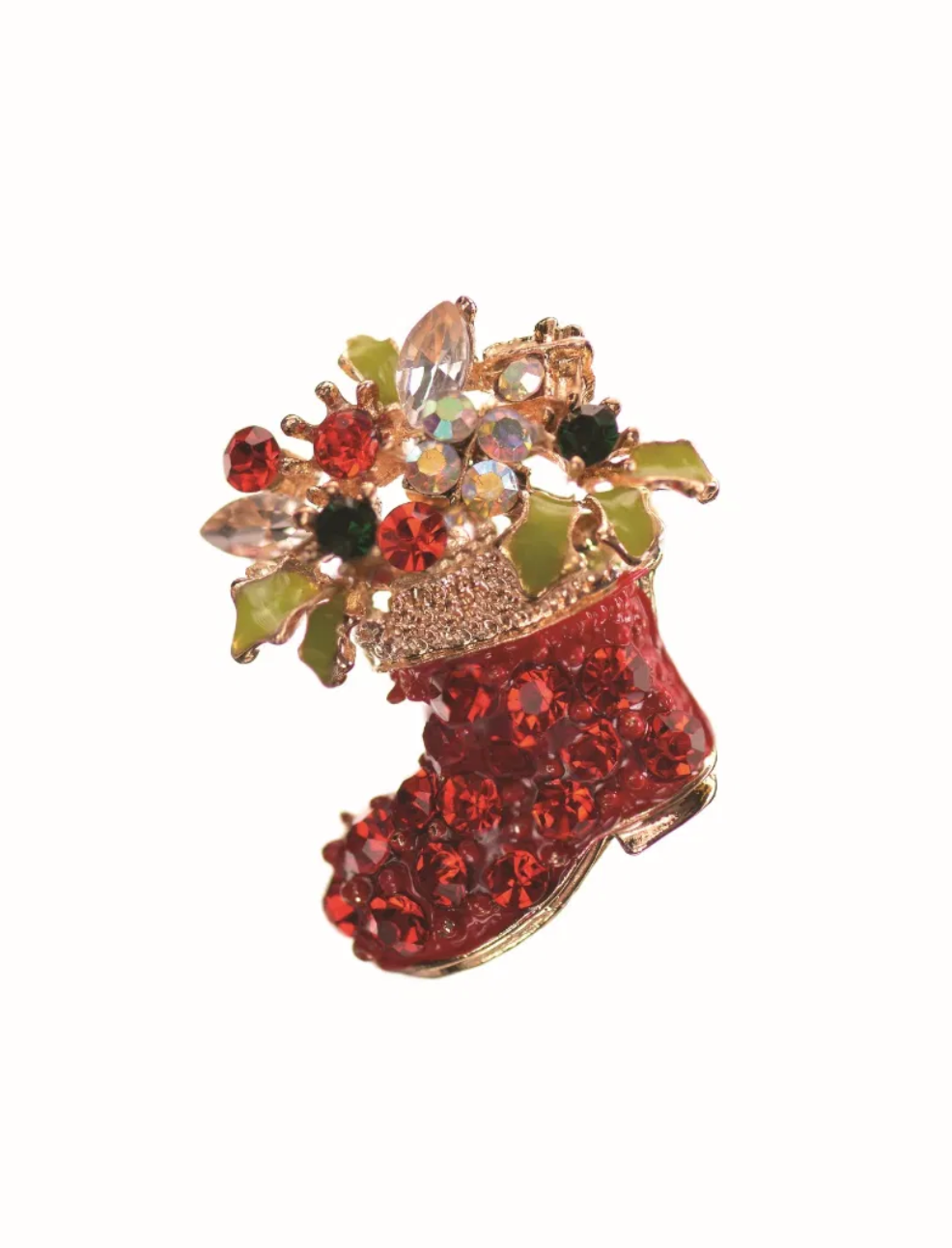 Santas Boot Vintage Style Crystal Brooch - KK498