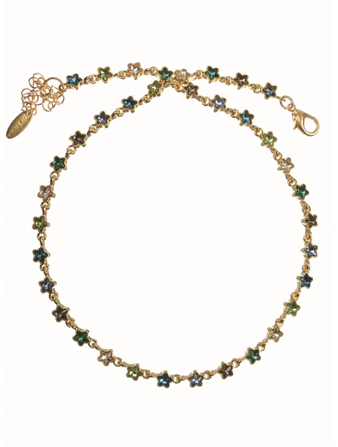 Blue And Green Starry Skies Crystal Necklace - SC362