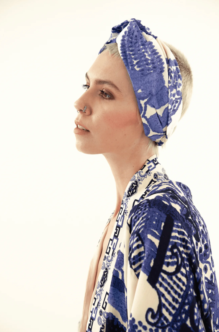 Giant Willow Top Knot Headband by One Hundred Stars - Blue