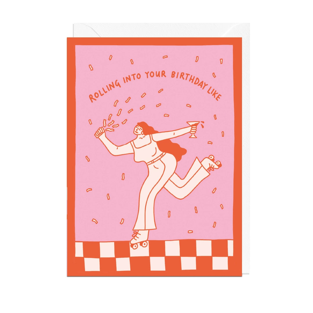 Rolling Into Your Birthday Roller Skate Card