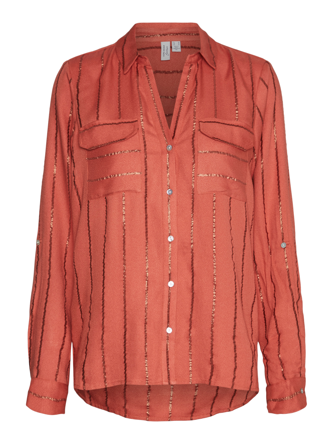 ORIS Dress Shirt with Sparkle Stripes in Burnt Sienna