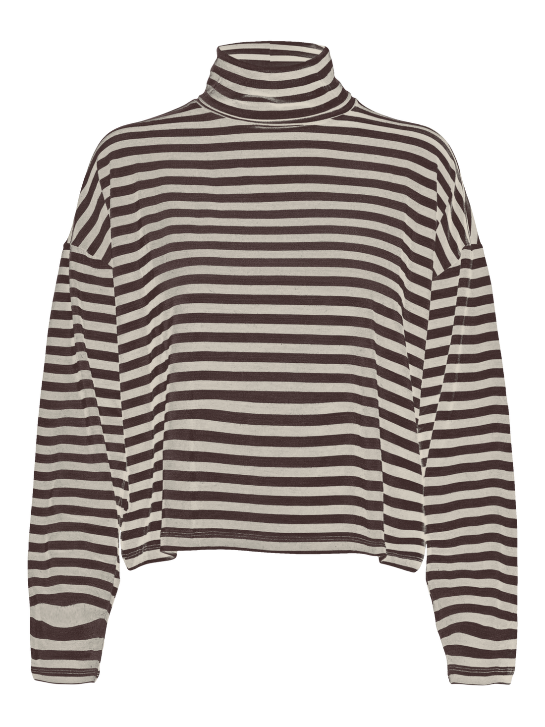 FIONA Thin chocolate brown Stripe Soft Crop Knit in Monochrome
