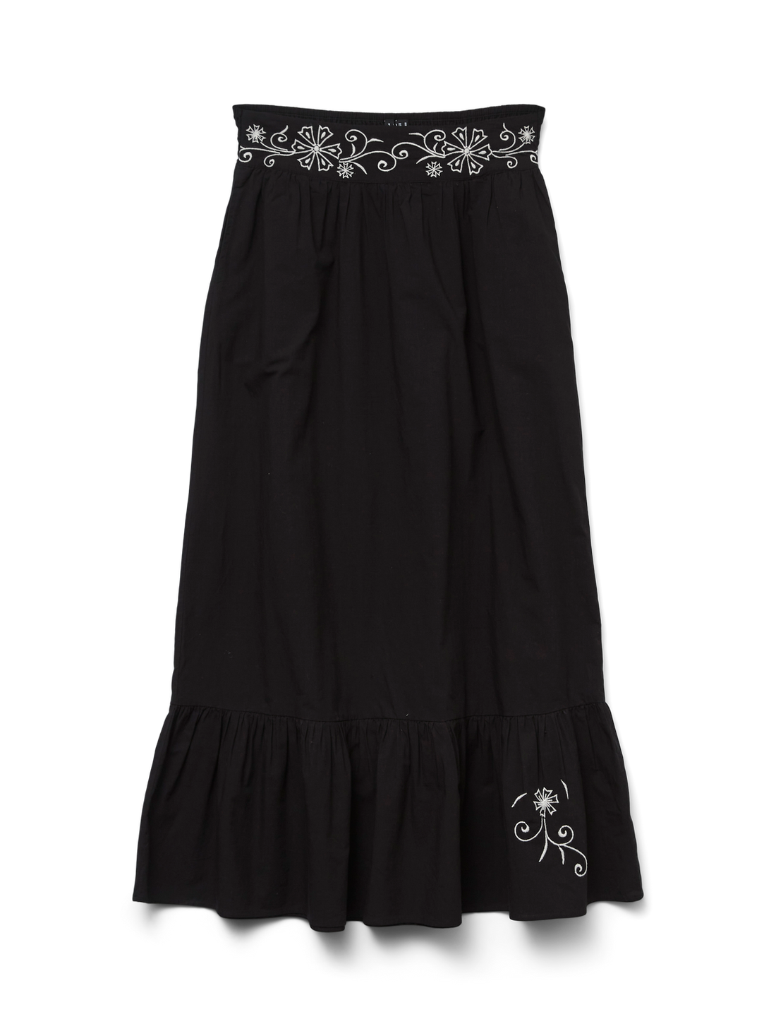 DAKOTA Black Embroidered Folk Skirt