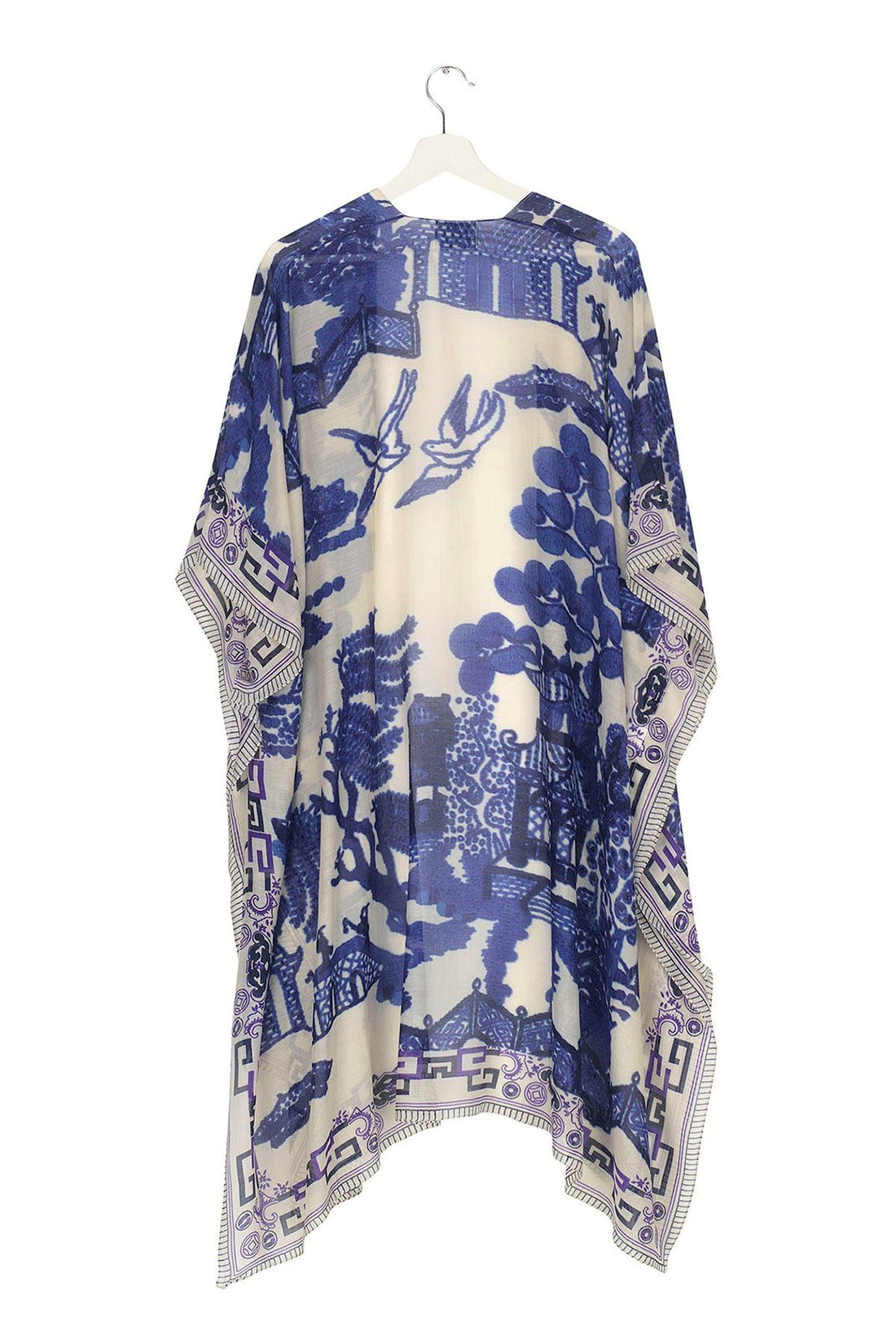 One Hundred Stars Giant Willow Blue Throwover Kimono Kimonos One Hundred Stars