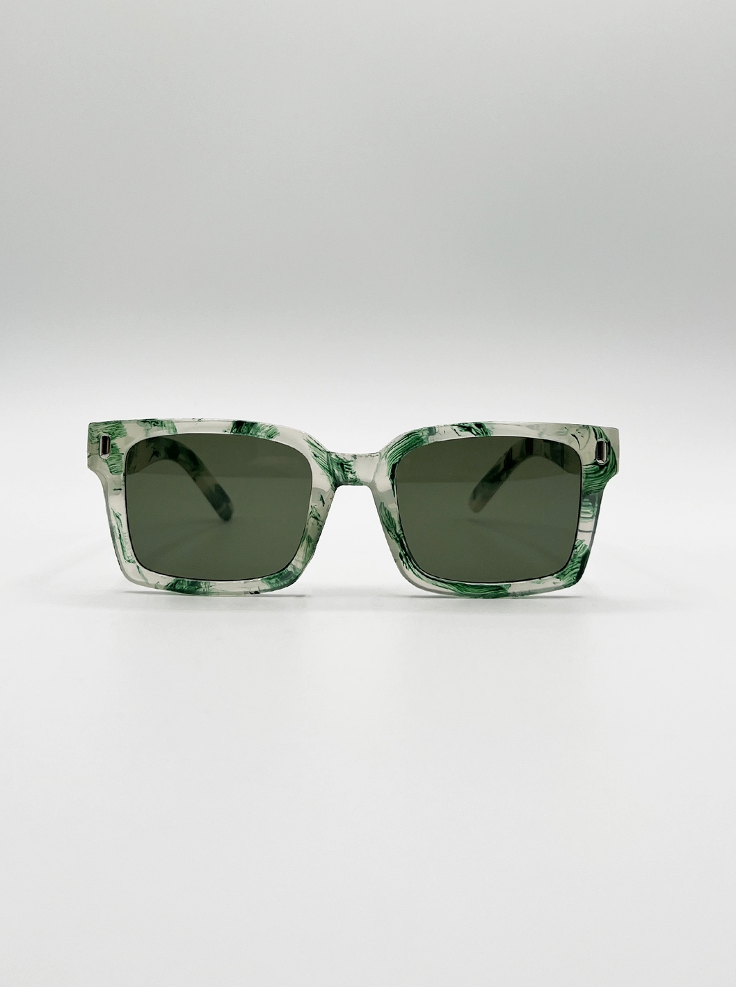 01 Green Marble Effect Wayfarer Sunglasses